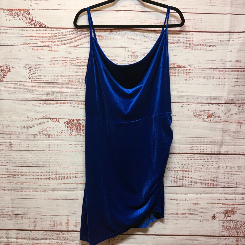 Deep Blue Velvet Asymmetrical Dress